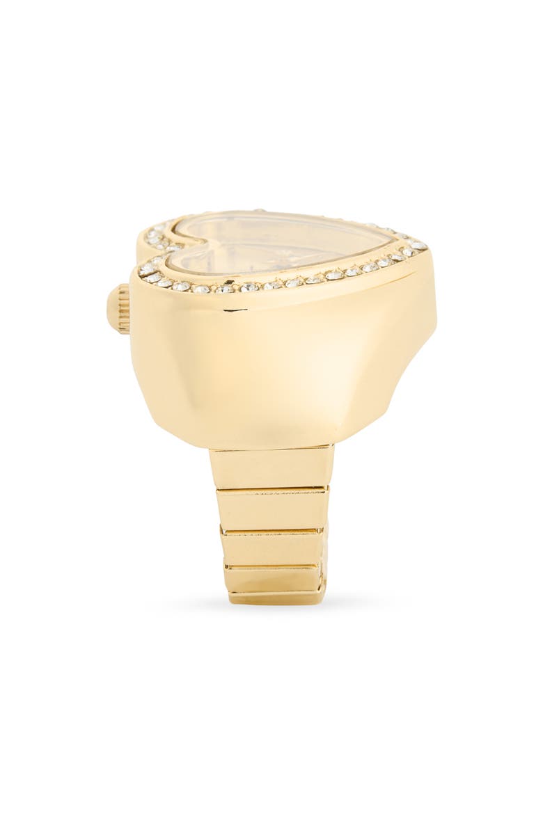 Crystal Heart Ring Watch, Alternate, color, GOLD