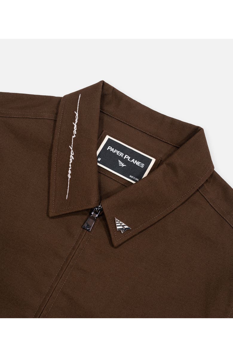 PAPER PLANES Script Logo Cotton Canvas Jacket, Alternate, color, Brown