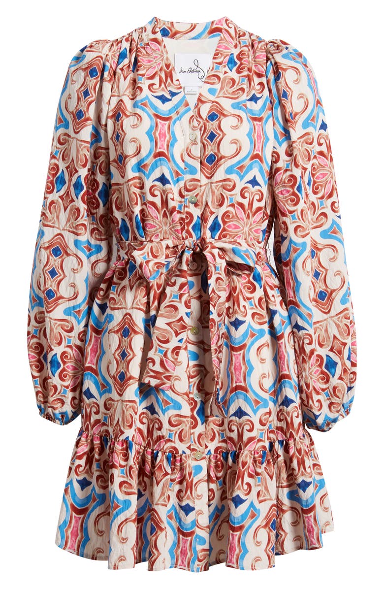 Sam Edelman Tile Print Long Sleeve Minidress, Alternate, color, Pink Multi