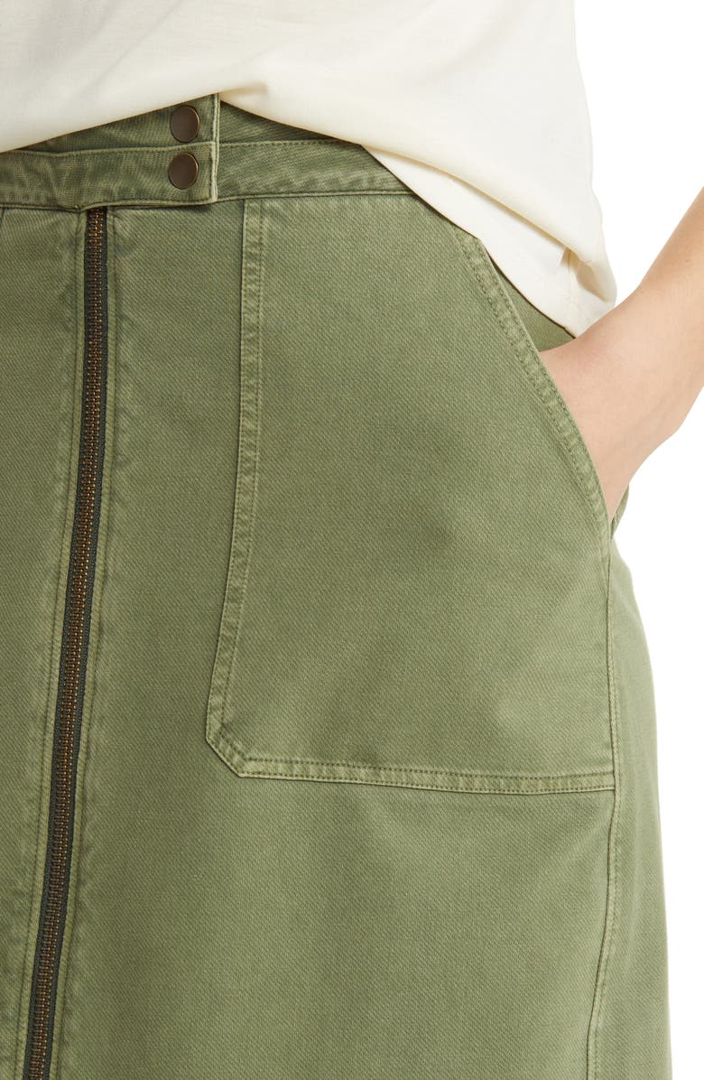 Caslon<sup>®</sup> Relaxed Zip Front Twill Midi Skirt, Alternate, color, 