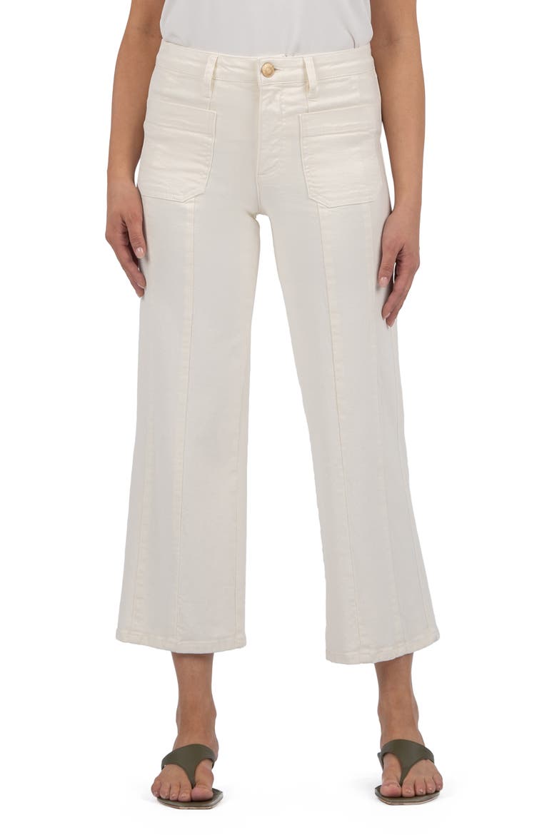 Patch Pocket Crop Wide Leg Jeans, Main, color, ECRU