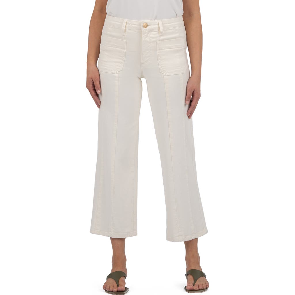 Kut From The Kloth Patch Pocket Crop Wide Leg Jeans In White