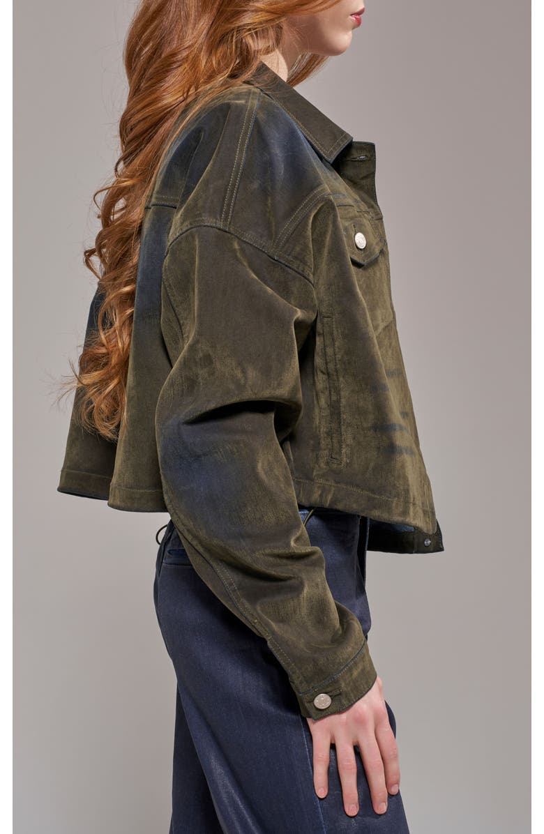 AZALEA WANG Sampson Velvet Denim Jacket, Alternate, color, Olive