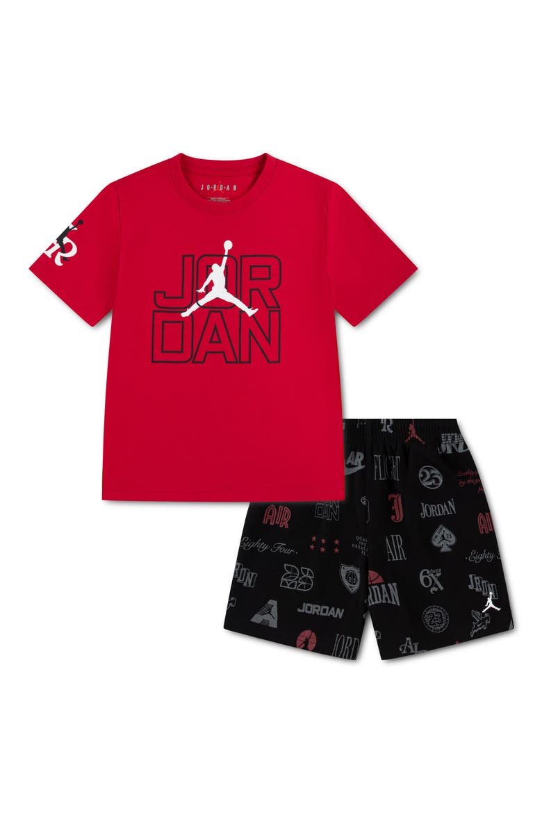 Kids' MJ Rookie Season Graphic T-Shirt & Shorts Set, Main, color, BLACK/ RED