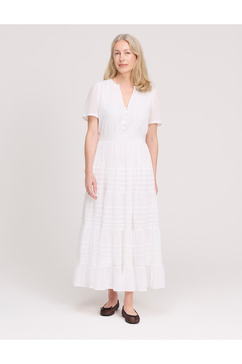 Juniper Short Sleeve Cotton Midi Dress, Main, color, White