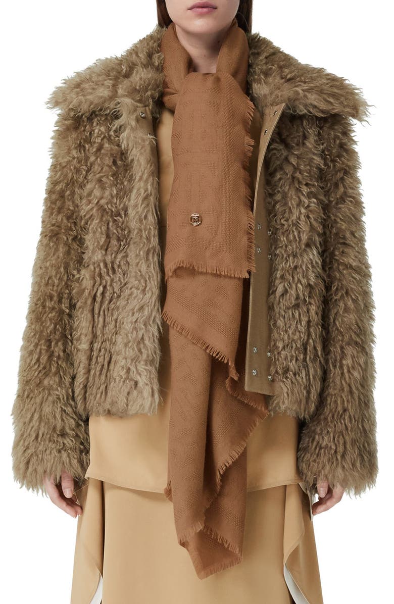 Burberry TB Monogram Cashmere Jacquard Scarf, Alternate, color, 