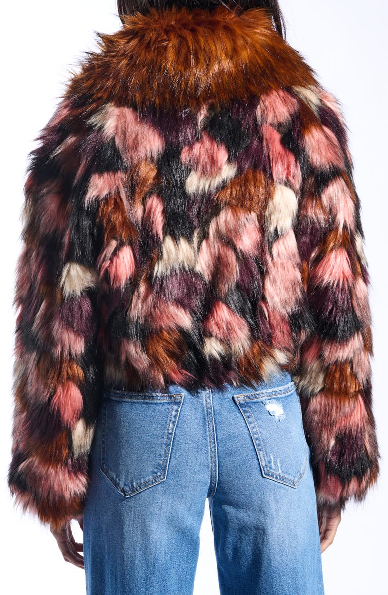 AZALEA WANG Molly Multicolor Faux Fur Jacket, Alternate, color, Brown Multi