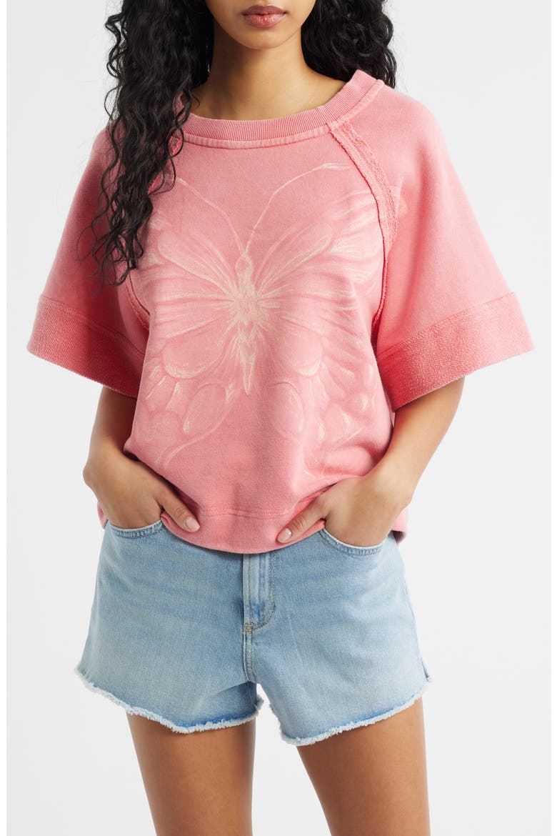Dahlia Butterfly Graphic Print Top, Main, color, VINTAGE ROSEY COMBO