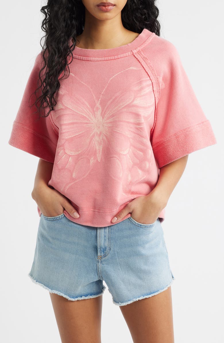 Free People Dahlia Butterfly Graphic Print Top, Main, color, Vintage Rosey Combo