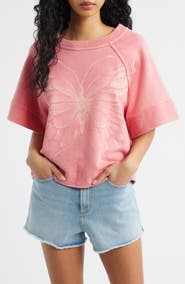 Free People Dahlia Butterfly Graphic Print Top