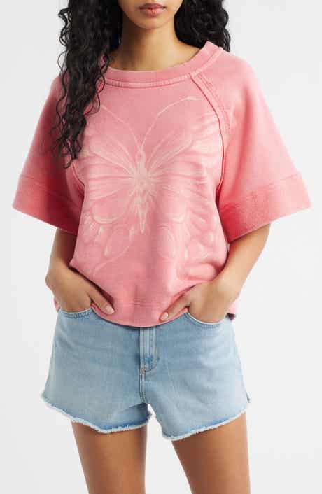 Free People Dahlia Butterfly Graphic Print Top