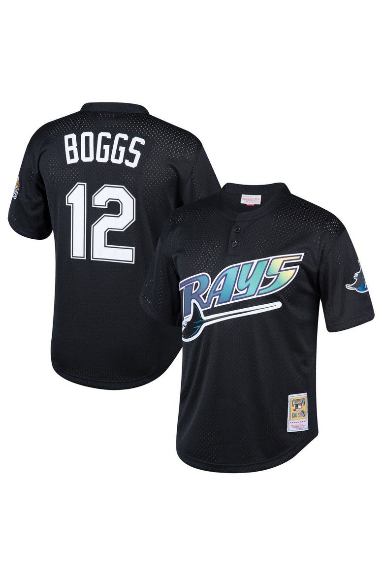 Youth Mitchell & Ness Wade Boggs Black Tampa Bay Rays Cooperstown Collection Mesh Batting Practice Jersey, Main, color, Black