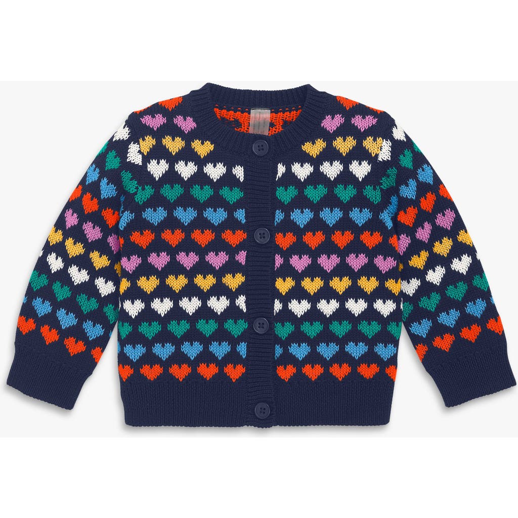 Primary Baby Rainbow Hearts Cardigan In Blue