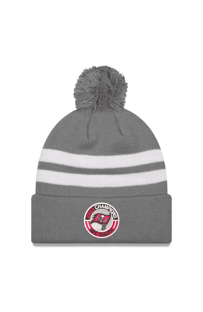New Era Men's New Era  Gray Tampa Bay Buccaneers 2023 NFC South Division Champions Cuffed Pom Knit Hat, Main, color, 