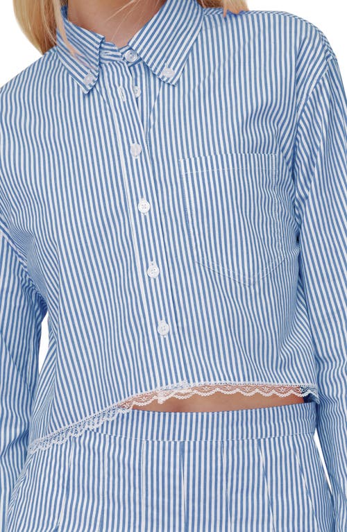 Avec Les Filles Lace Trim Crop Button-down Shirt