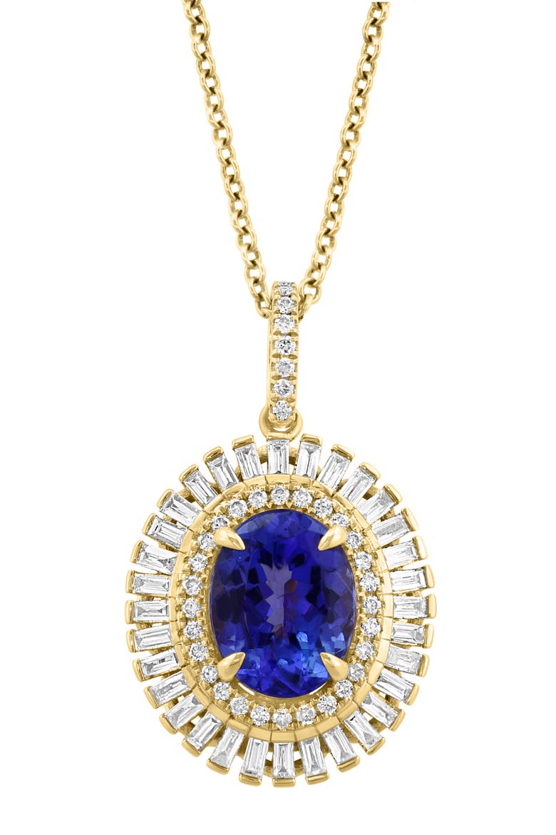 Tanzanite & Diamond Pendant Necklace in 14K Yellow Gold, Alternate, color, Purple