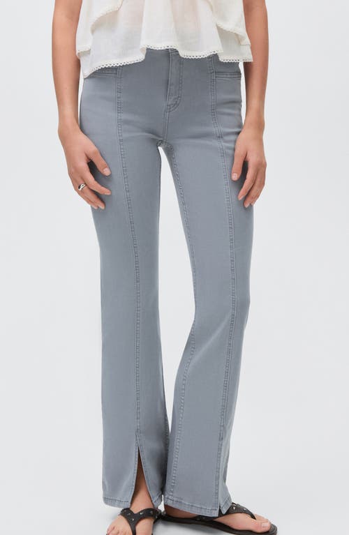 Mango Teen Slit Hem Mid Rise Flare Jeans In Blue