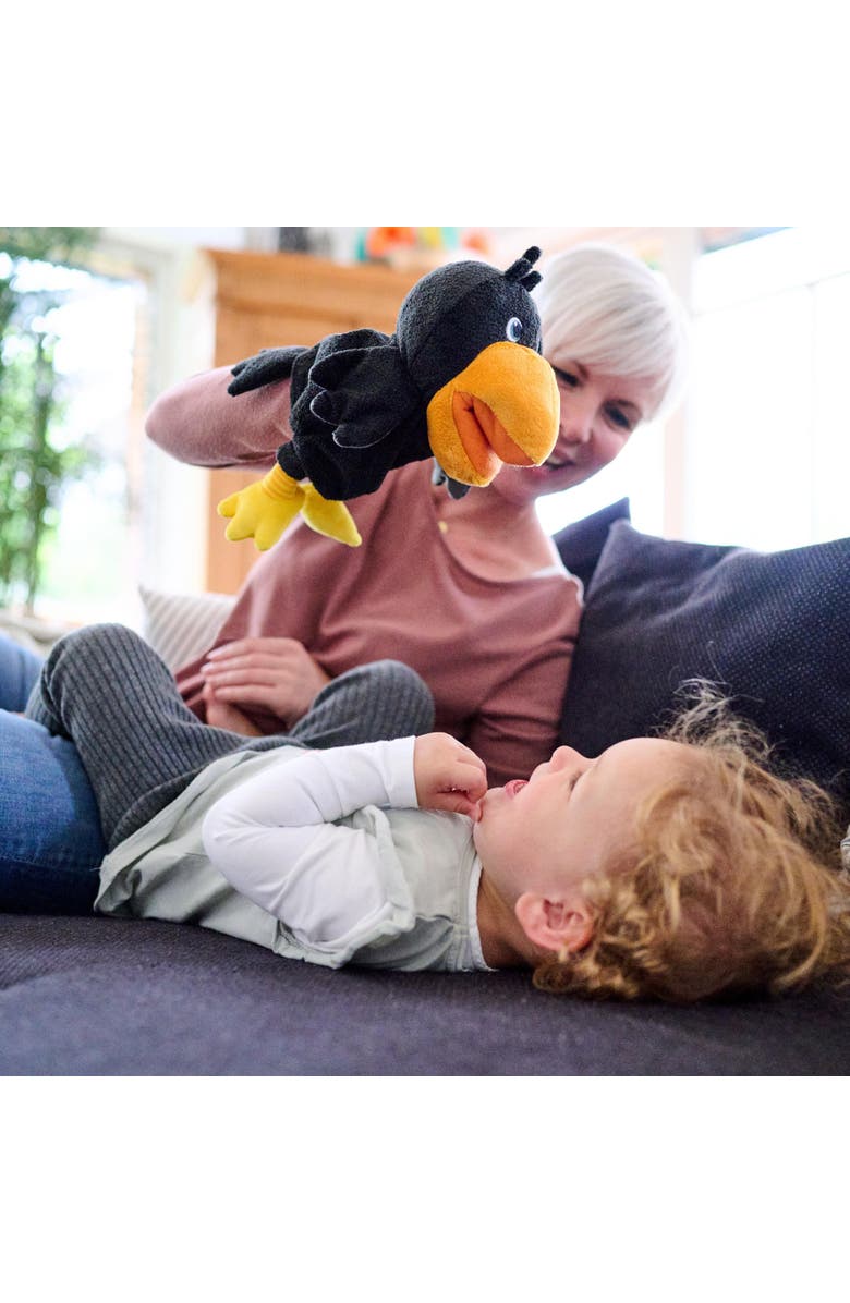 HABA Theo the Raven Hand Puppet - Interactive Puppet Show Toy with Cherries, Pretend Play Set and Toddler Toys for 18 Months and Up, Alternate, color, Black Multi
