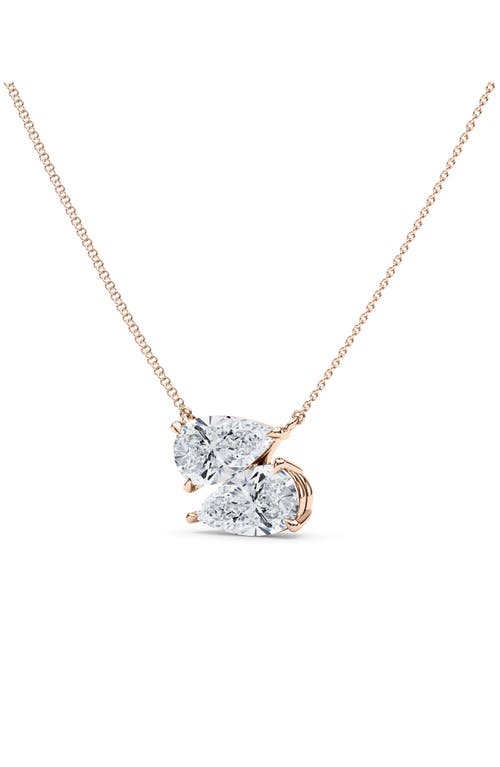 Hautecarat Lab Grown Diamond Twin Pear Cut Pendant Necklace