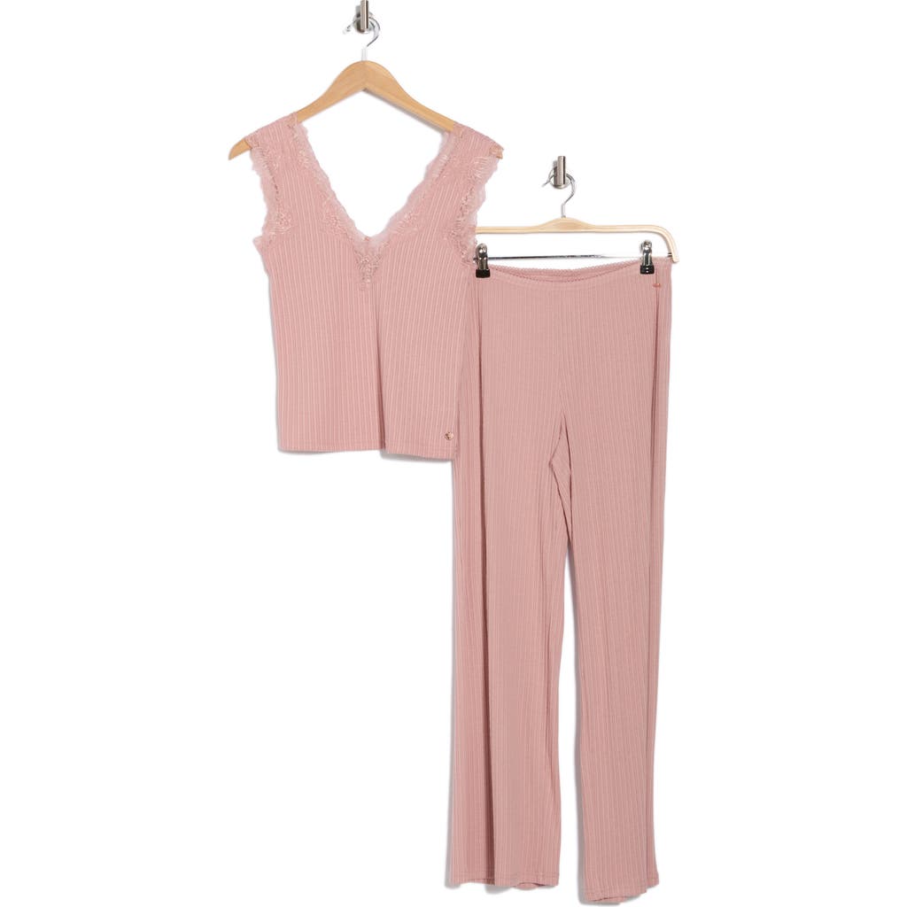 Danskin Lace Trim Ribbed Tank & Pants Pajamas