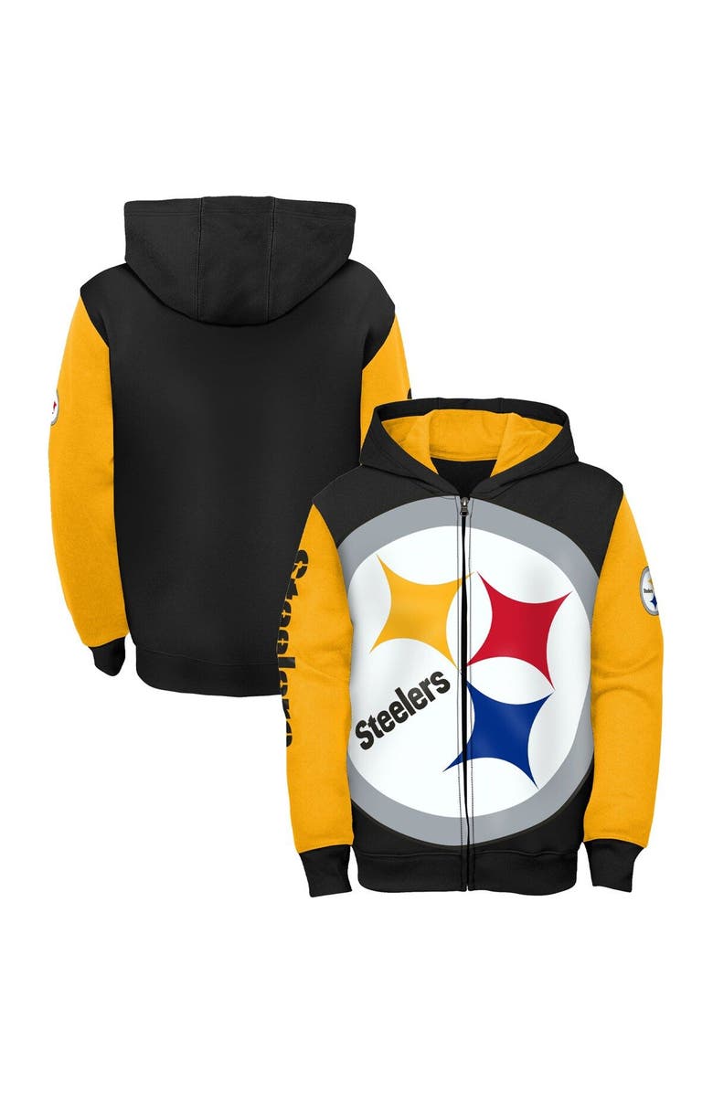 Outerstuff Youth Black/Gold Pittsburgh Steelers Poster Board Full-Zip Hoodie, Main, color, 