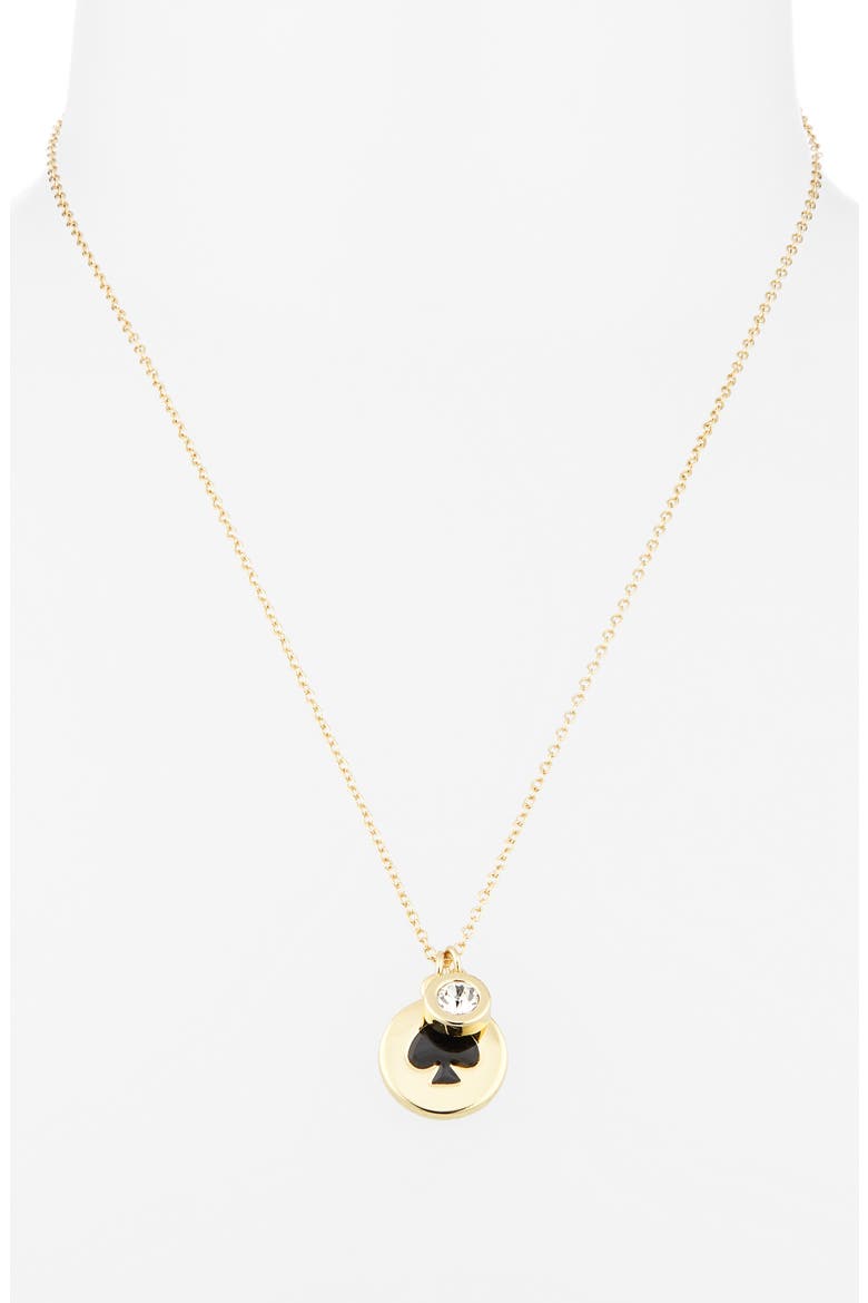 spot the spade charm pendant necklace, Alternate, color, BLACK