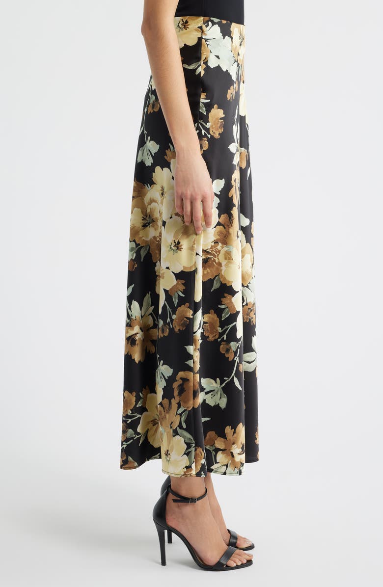 Anne Klein Floral Print Maxi Skirt, Alternate, color, Anne Black Multi