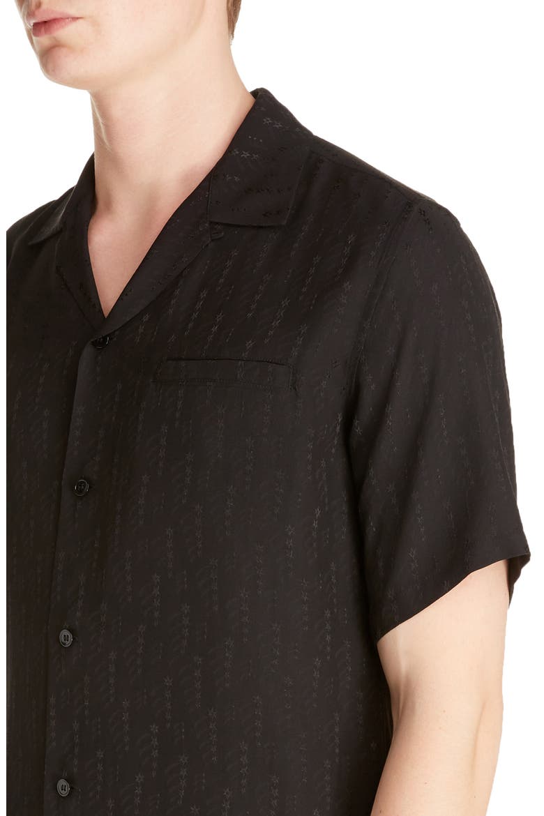Silk Button-Up Camp Shirt, Alternate, color, BLACK