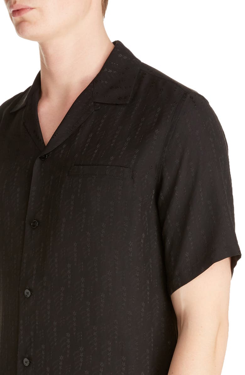 Saint Laurent Silk Button-Up Camp Shirt, Alternate, color, 