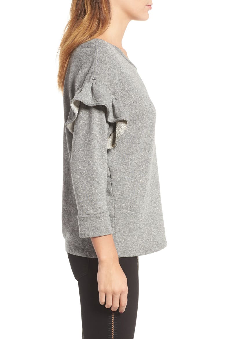 The Ruffle Sweatshirt, Alternate, color, HEATHER GREY