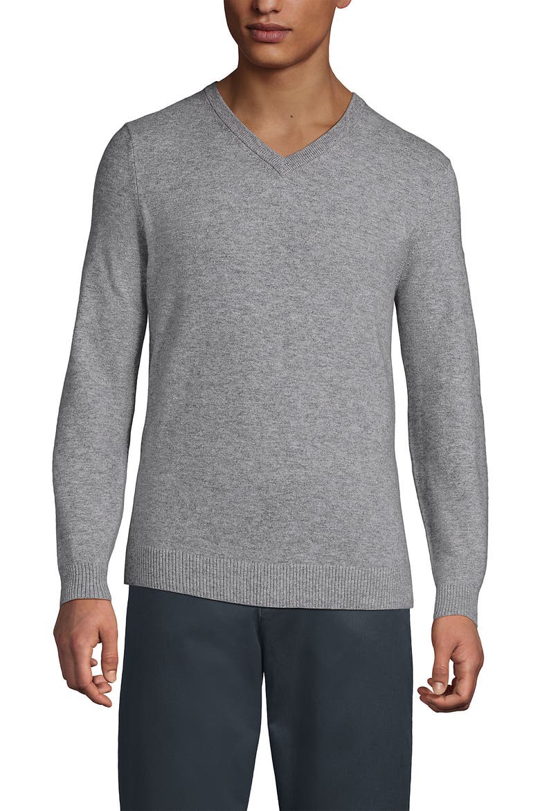 CashTouch V Neck Sweater, Main, color, Gray Heather