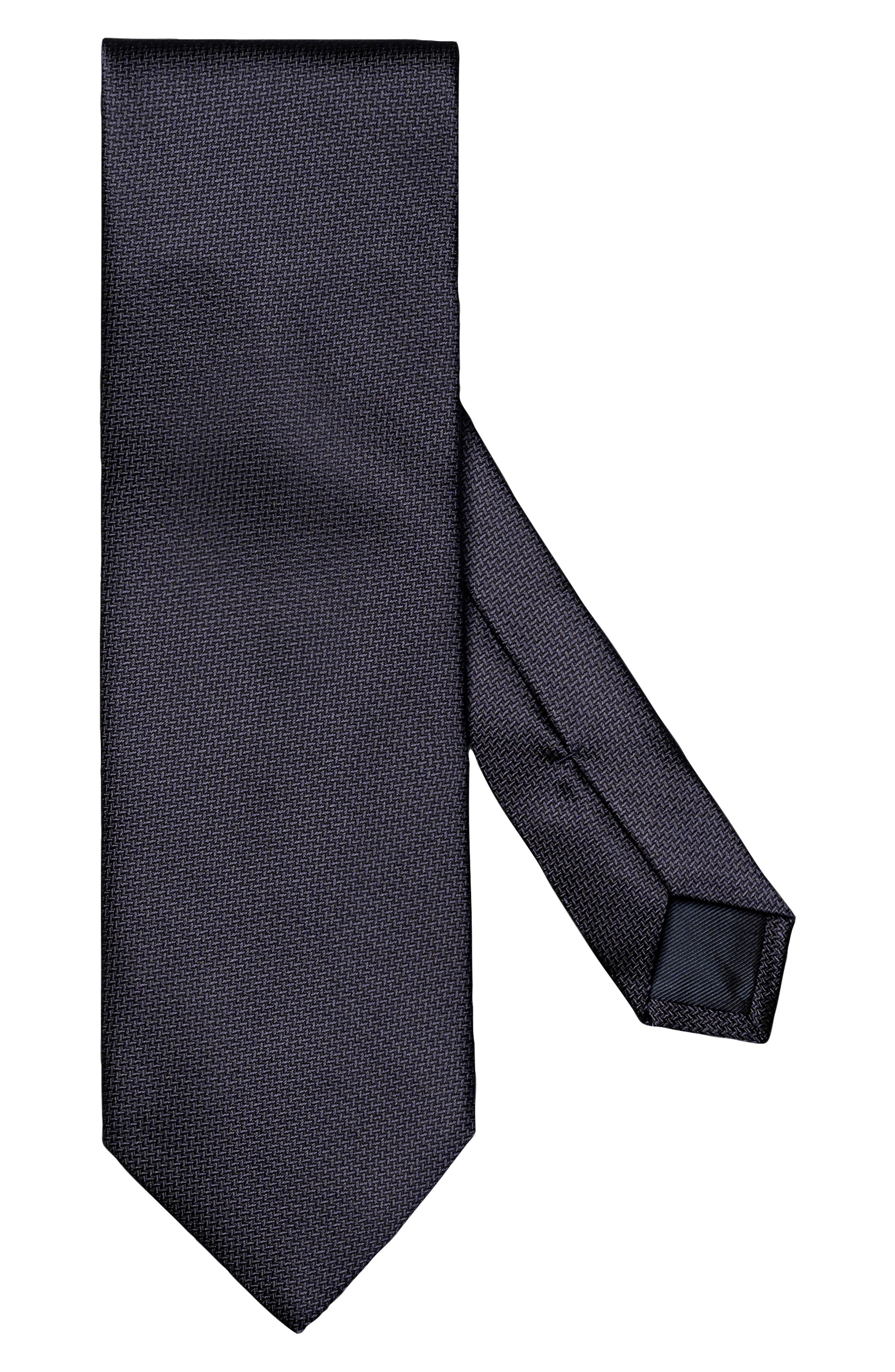 Eton Textured Solid Navy Silk Tie