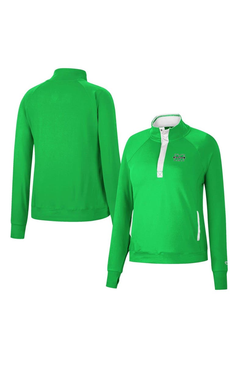 COLOSSEUM Women's Colosseum Kelly Green Marshall Thundering Herd Kipling Raglan Quarter-Snap Top, Main, color, 