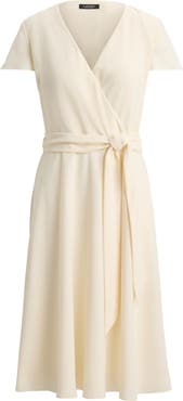 Lauren Ralph Lauren Flutter Sleeve Belted Georgette Dress