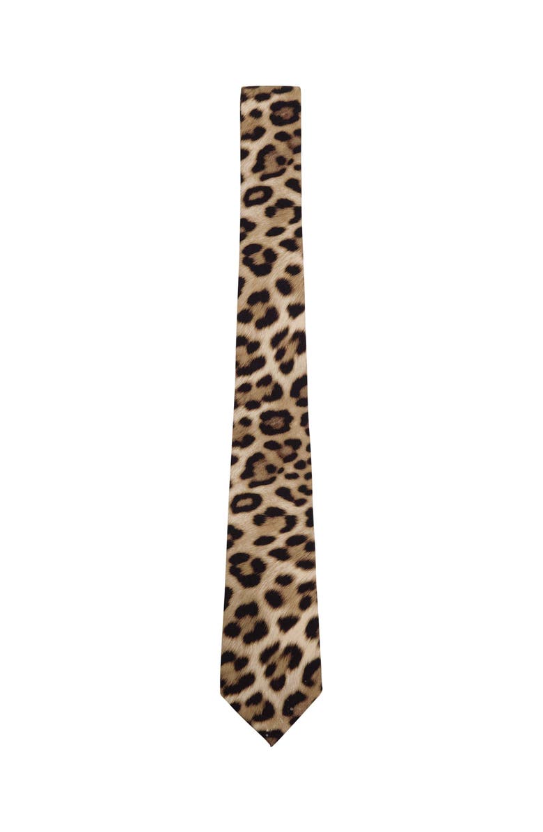 Lords of Harlech Leopard Womens Printed Tie, Main, color, Leopard Brown