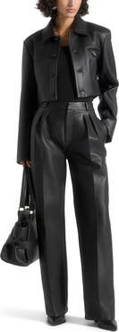 Manière De Voir Ania Wide Shoulder Leather Jacket