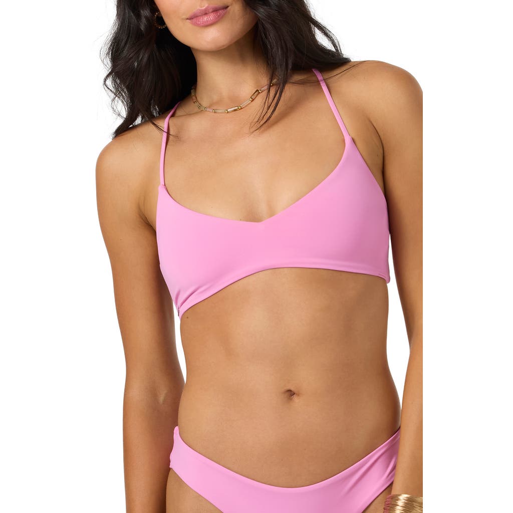 O'neill Saltwater Solids Huntington Lace-up Bikini Top In Pink