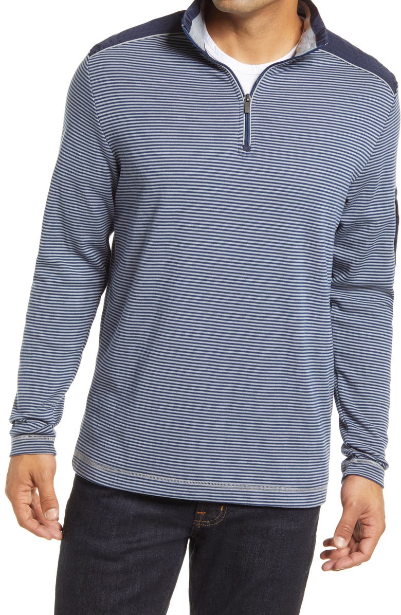 Bugatchi Cotton Blend Quarter Zip Pullover, Main, color,