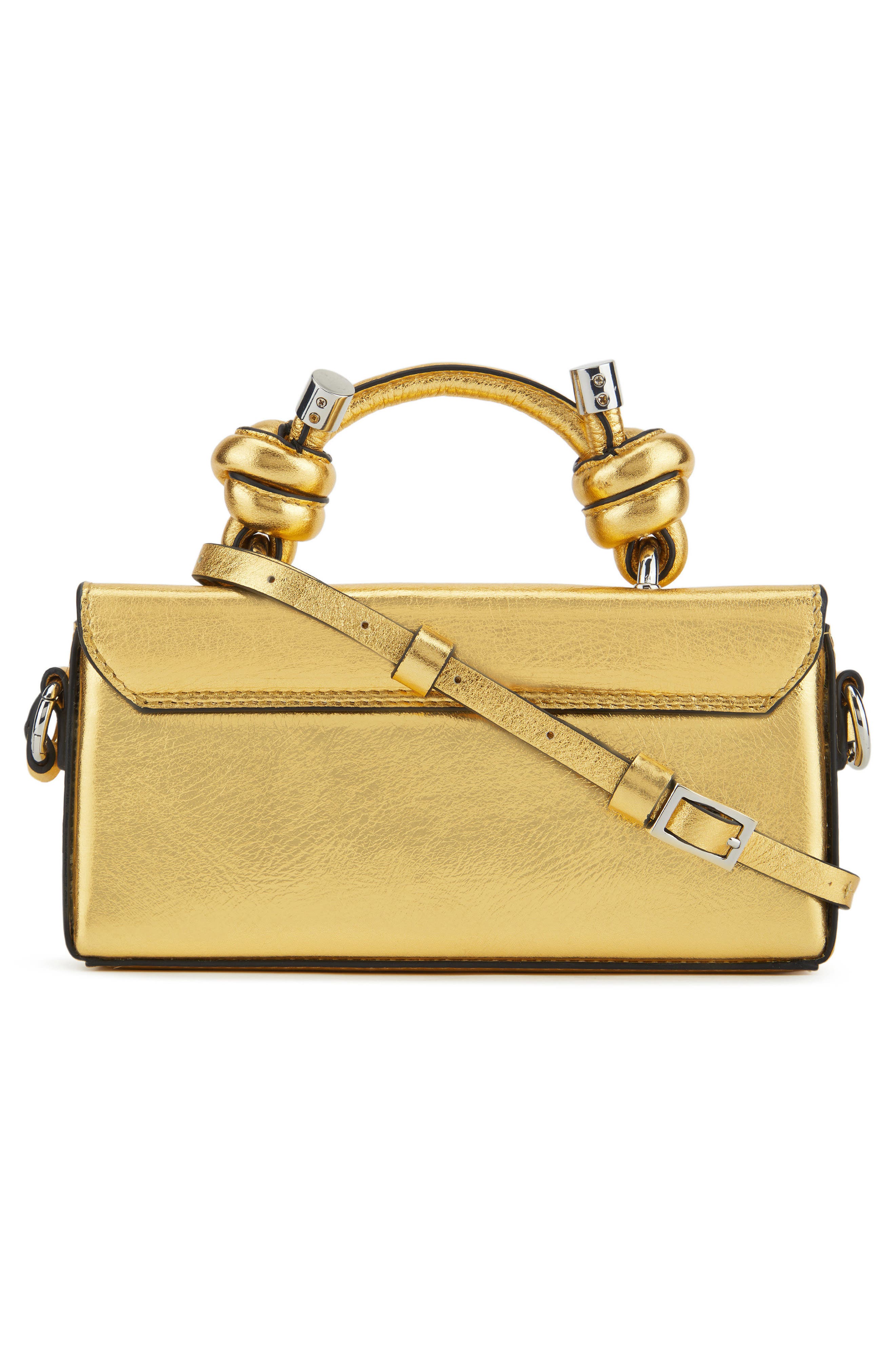 Micro Mary Soft Metallic Leather Crossbody Bag, Alternate, color, GOLD