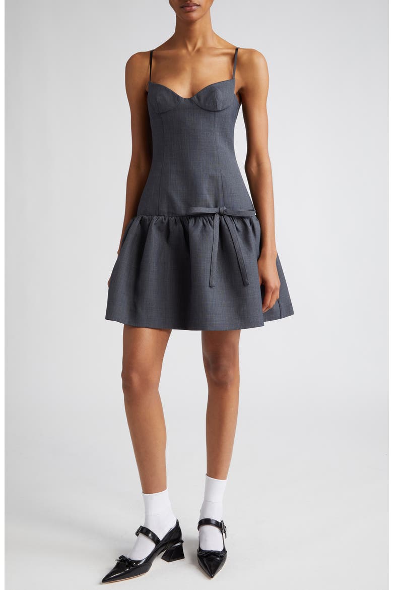 Bowknot Twill Corset Dress, Main, color, GREY