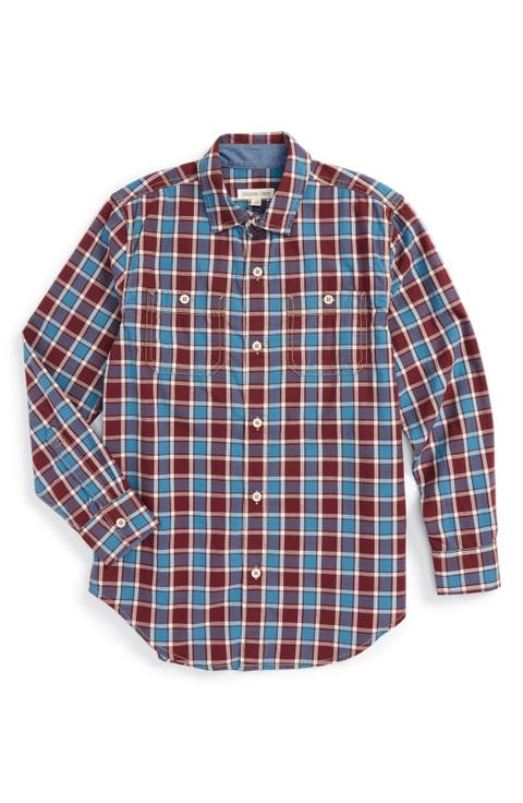 'Photo Op' Long Sleeve Cotton Woven Shirt (Big Boys)