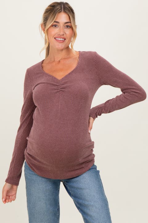 Sweetheart Ribbed Long Sleeve Top