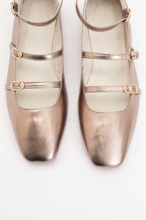 Forever & Always Shoes Serena Leather Mary Jane Flats In Gold Leather