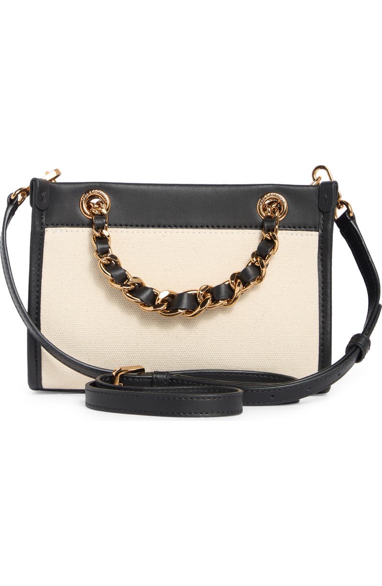 KARL LAGERFELD PARIS Savoie Square Top Handle Satchel, Alternate, color, Natural/ Black