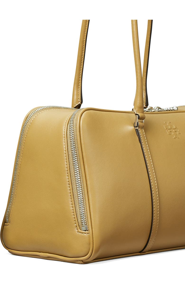 Tory Burch Marshmallow Leather Satchel, Alternate, color, Coconut Shell / Classic Brown