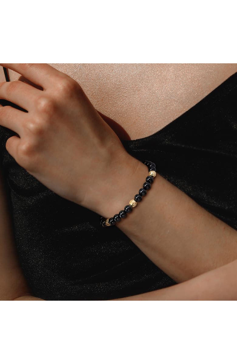 DELMAR Black Agate Beaded Bracelet, Alternate, color, Black