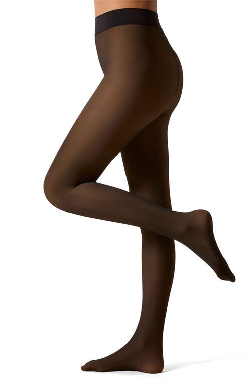 Memoi Sheer Illusion Thermal Tights In Gold