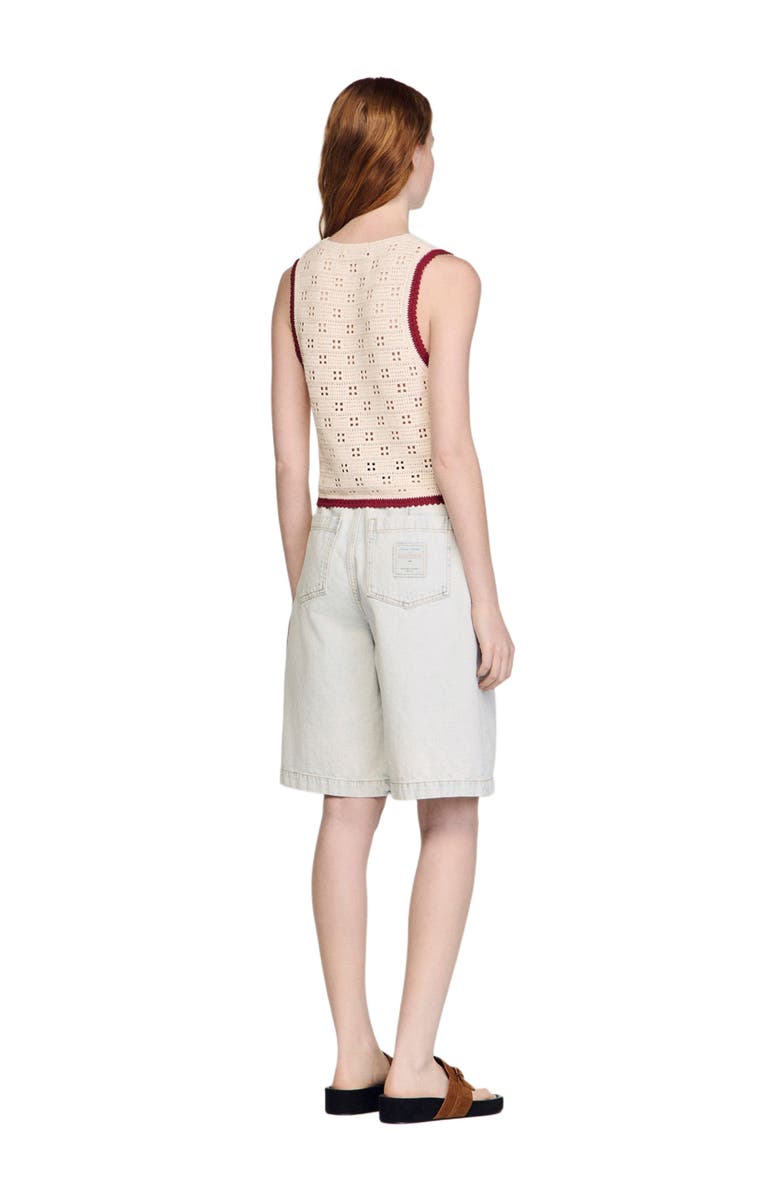 SANDRO Crochet-style cardigan, Alternate, color, Ecru