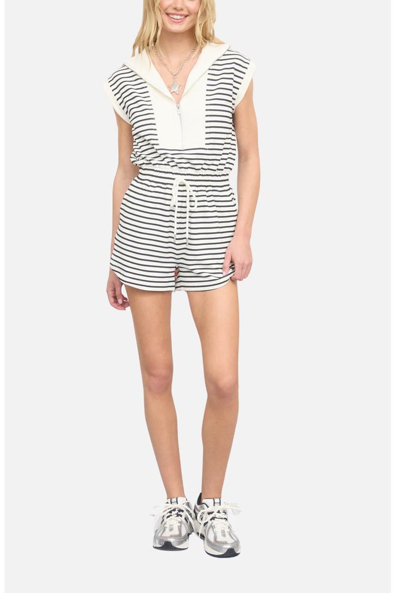 Tie Waist Romper, Main, color, BLACK