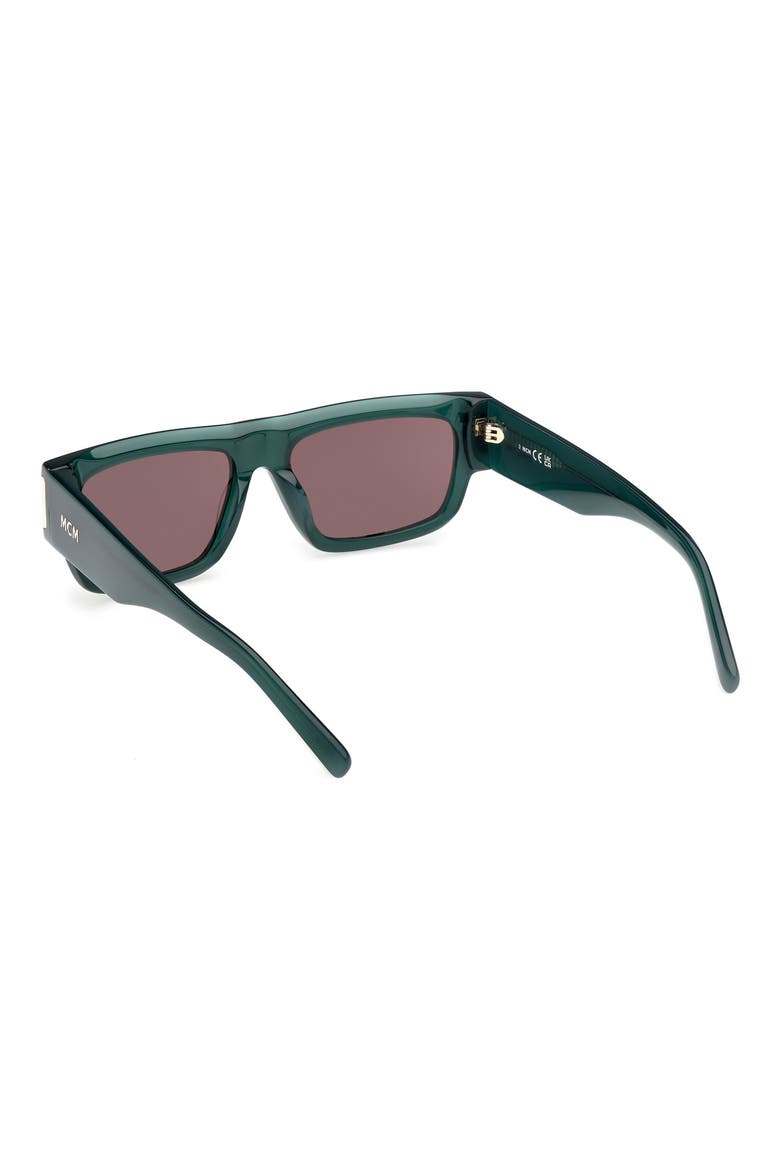 54mm Polarized Rectangular Sunglasses, Alternate, color, SHINY DARK GREEN / BROWN